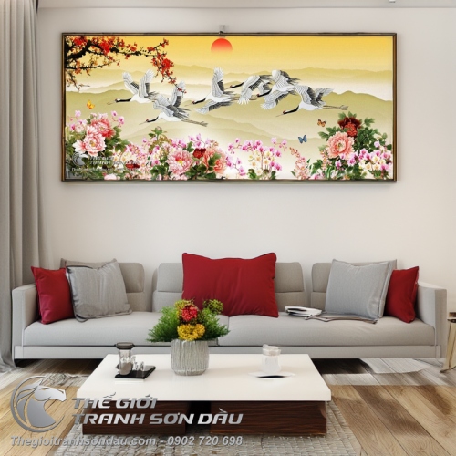 Tranh Vẽ Những Chú Chim Hạc Đang Bay Trên Bầu Trời