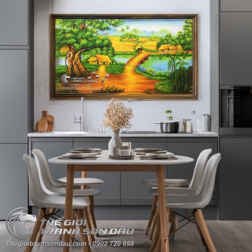 Tranh Vẽ Quê Hương Cây Đa Cánh Đồng