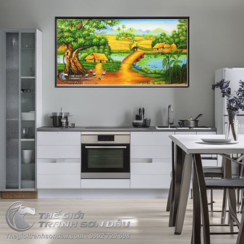 Tranh Vẽ Quê Hương Cây Đa Cánh Đồng