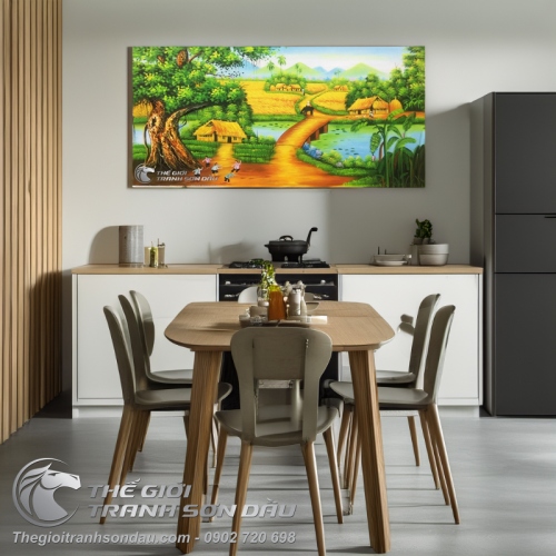 Tranh Vẽ Quê Hương Cây Đa Cánh Đồng