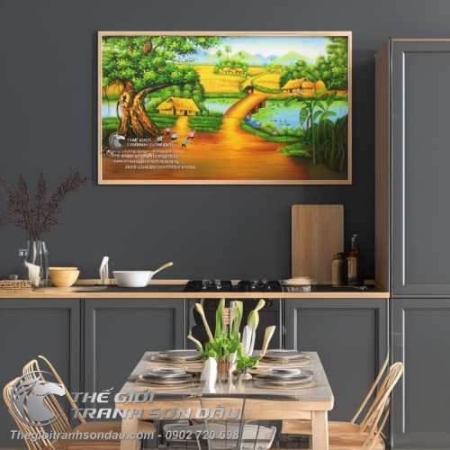 Tranh Vẽ Quê Hương Cây Đa Cánh Đồng