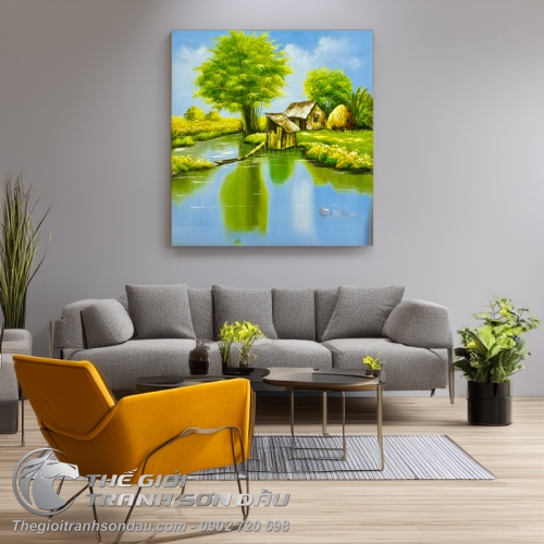 Tranh Vẽ Quê Hương Mái Nhà Tranh Nghèo Ven Sông