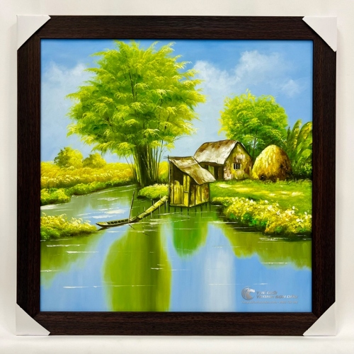 Tranh Vẽ Quê Hương Mái Nhà Tranh Nghèo Ven Sông