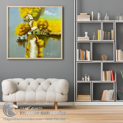 Tranh Vẽ Quê Hương Mùa Thu Vàng Rực Rỡ