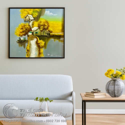 Tranh Vẽ Quê Hương Mùa Thu Vàng Rực Rỡ