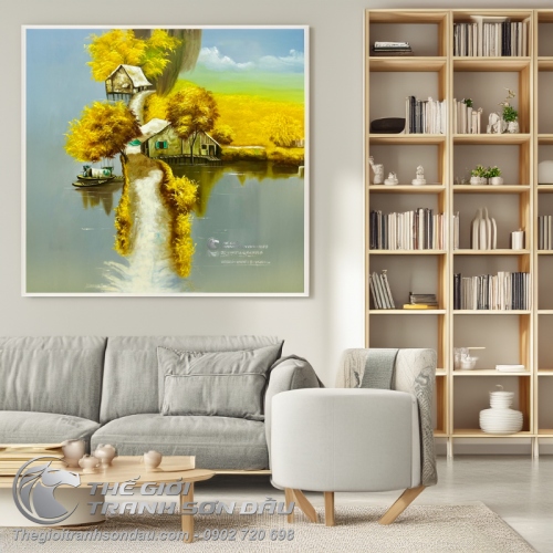 Tranh Vẽ Quê Hương Mùa Thu Vàng Rực Rỡ