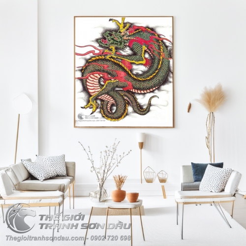 Tranh Vẽ Rồng Lớn Đầu Xanh