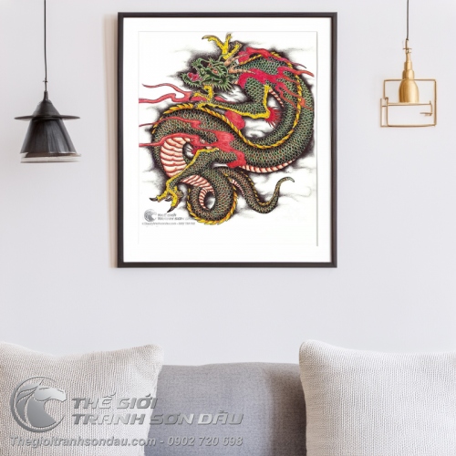 Tranh Vẽ Rồng Lớn Đầu Xanh