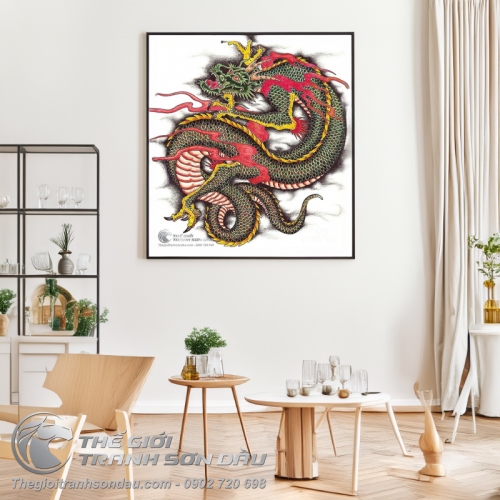 Tranh Vẽ Rồng Lớn Đầu Xanh