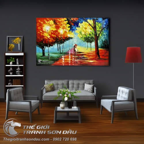 Tranh Vẽ Sơn Dầu Hiện Đại Tình Yêu Lứa Đôi