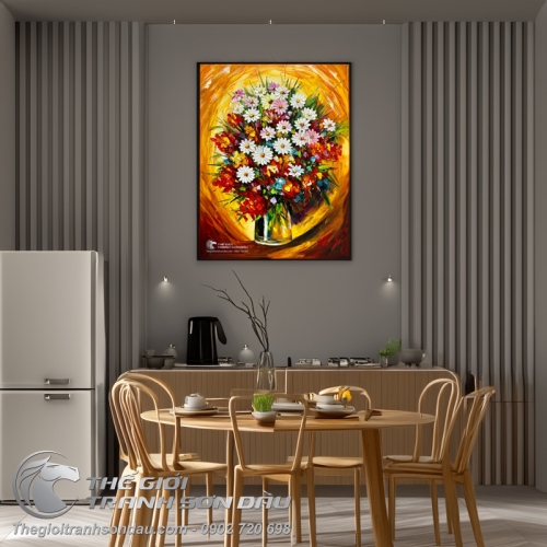 Tranh Vẽ Sơn Dầu Hoa Nở Muôn Màu