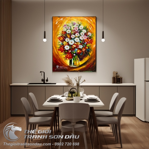 Tranh Vẽ Sơn Dầu Hoa Nở Muôn Màu