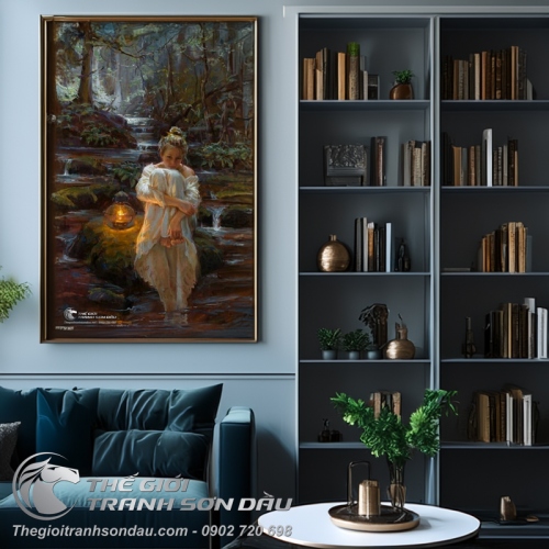 Tranh Vẽ Thiếu Nữ Ngồi Trong Rừng