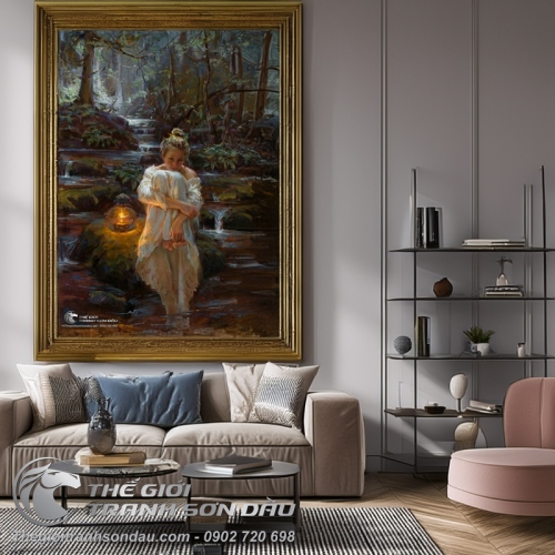 Tranh Vẽ Thiếu Nữ Ngồi Trong Rừng